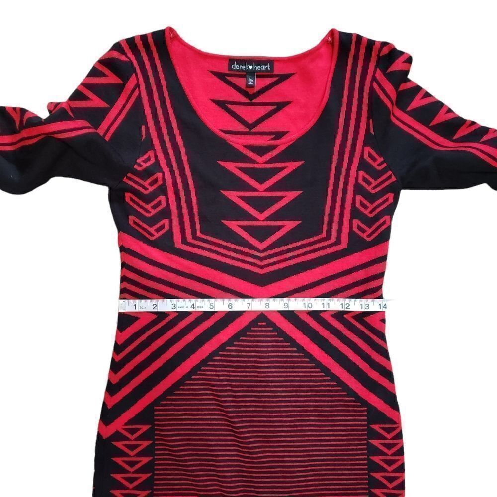 Derek Heart Red & Black Sweater Dress LARGE - Picture 11 of 16